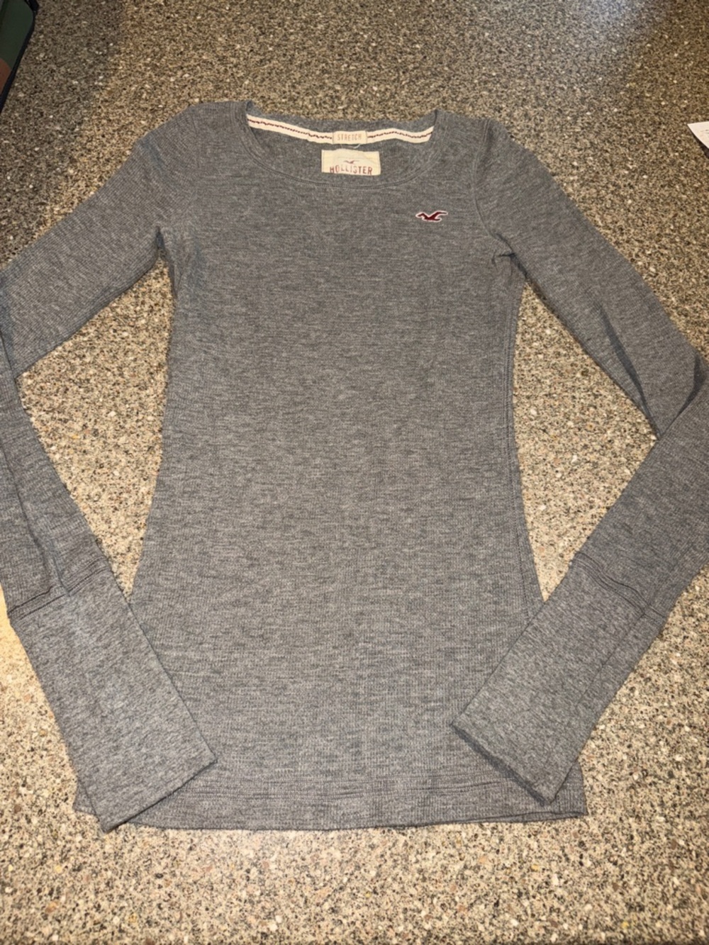 Hollister y2k Slim Ribbed Heather Gray Long-Sleeve Tee